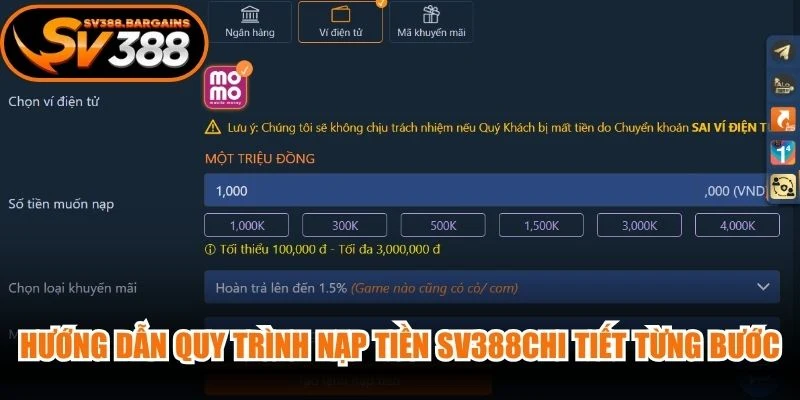 Hướng dẫn quy trình nạp tiền SV388chi tiết từng bước