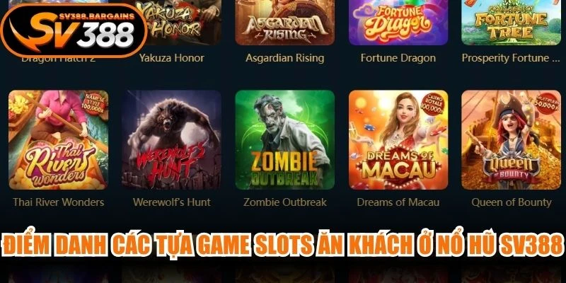 Điểm danh các tựa game slots ăn khách ở nổ hũ SV388